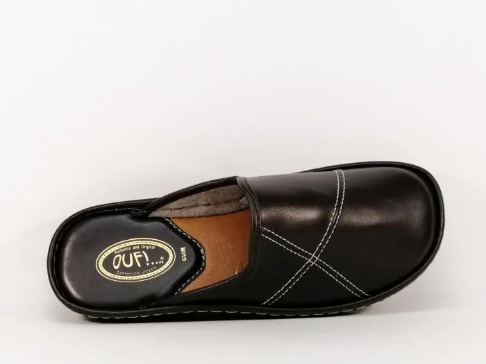 Chausson homme mule marron CHIC & RELAX puir confortable semelle cuir  Fabrication Europe